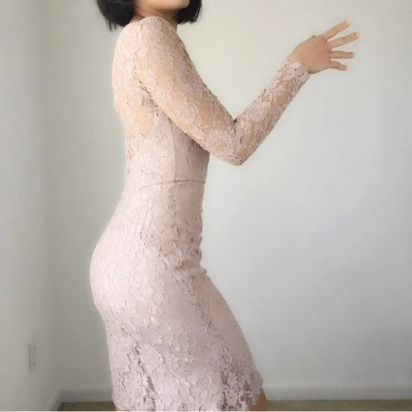 Lace Dusty Rose Pink Dress - Picture 3 of 5